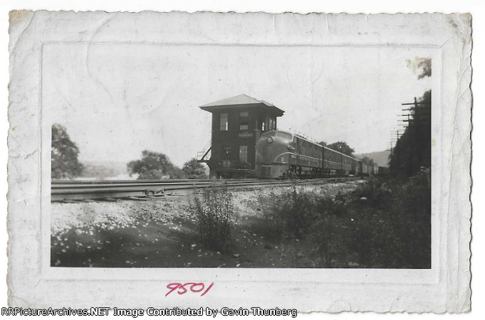 A PRR EB Freight passes Yellow Creek Tower